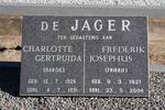 JAGER Frederik Josephus, de 1921-2004 & Charlotte Gertruida 1926-1991