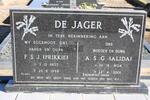 JAGER F.S.J, de. 1907-1988 & A.S.G. 1904-2001