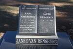 RENSBURG Dawid Benjamin, Janse van 1919- & Anna Margaretha 1930-2008