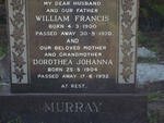 MURRAY William Francis 1900-1970 & Dorothea Johanna 1904-1992