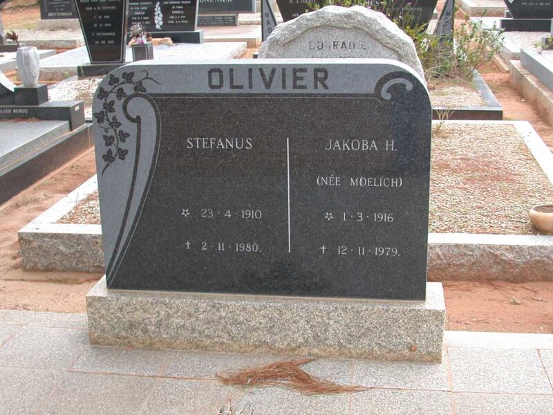 OLIVIER Stefanus 1910-1980 & Jakoba H. MOELICH 1916-1979