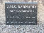 BARNARD J.M.S. nee BADENHORST 1920-2007