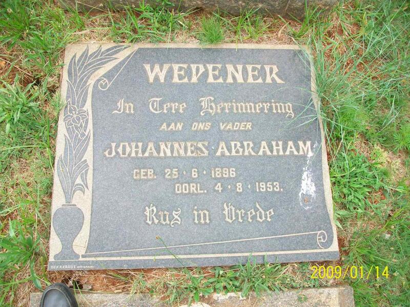 WEPENER Johannes Abraham 1896-1953