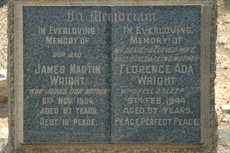 WRIGHT James Martin  -1954 & Florence Ada  -1944