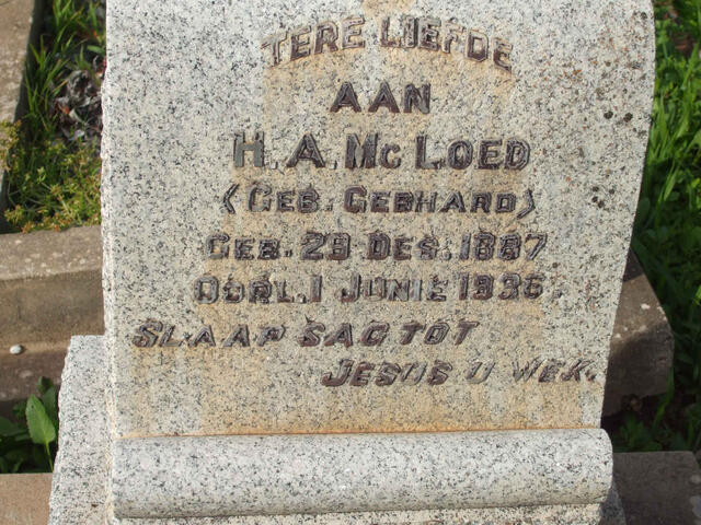 McLOED H.A. nee GEBHARD 1887-1936