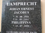 LAMPRECHT Johan Ernest Jacobus 1931-2004 & Philippina 1935-