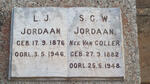 JORDAAN L.J. 1876-1946 & S.G.W. VAN COLLER 1882-1948