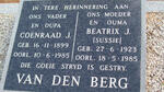 BERG Coenraad J., van den 1899-1985 & Beatrix J. 1923-1985