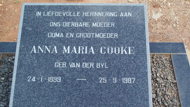 COOKE Anna Maria nee VAN DER BYL 1899-1987