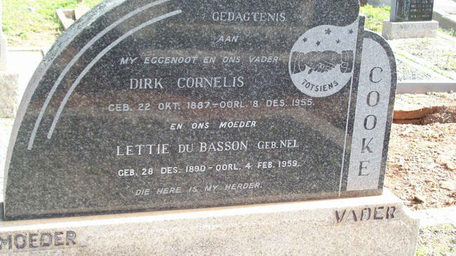 COOKE Dirk Cornelis 1887-1955 & Lettie DU BASSON nee NEL 1890-1959
