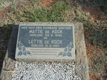 KOCK Mattie, de -1945 :: DE KOCK Lettie -1967