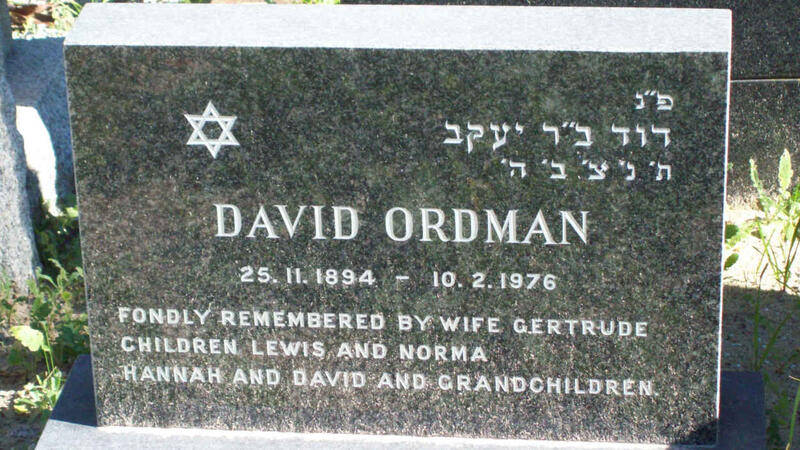 ORDMAN David 1894-1976