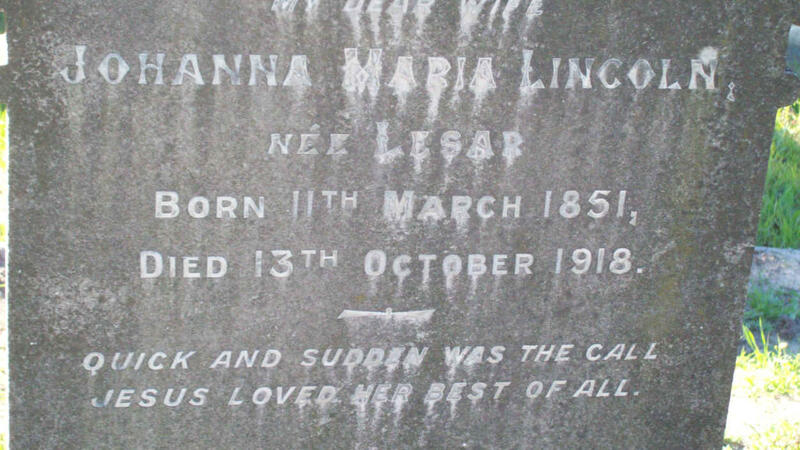 LINCOLN Johanna Maria nee LESAR 1851-1918
