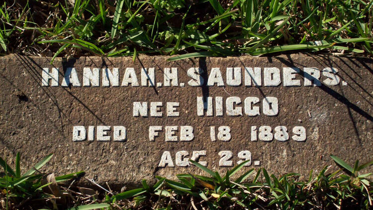 SAUNDERS Hannah H. nee HIGGO -1889