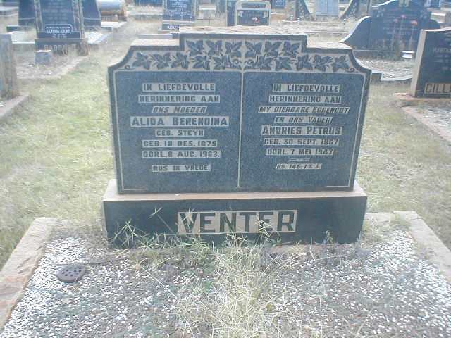 VENTER Andries Petrus 1867-1947 & Alida Berendina STEYN 1875-1963