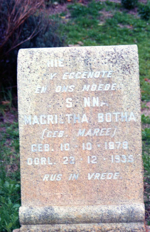 BOTHA Susanna Magrietha neé MAREE 1879-1935