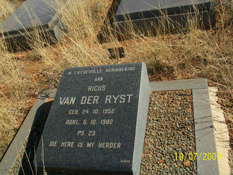 RYST Ricus, van der 1952-1982