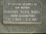 KRIEL Dorothy Alice nee DESSINGTON 1904-1981