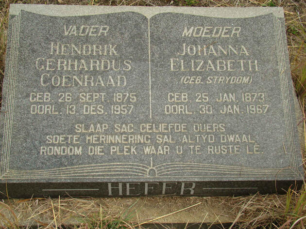 HEFER Hendrik Gerhardus Coenraad 1875-1957 & Johanna Elizabeth STRYDOM 1873-1967