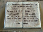 JAGER Pieter H.K. de V., de 1877-1948 & Anna S.E. V. SCHOOR 1881-1951