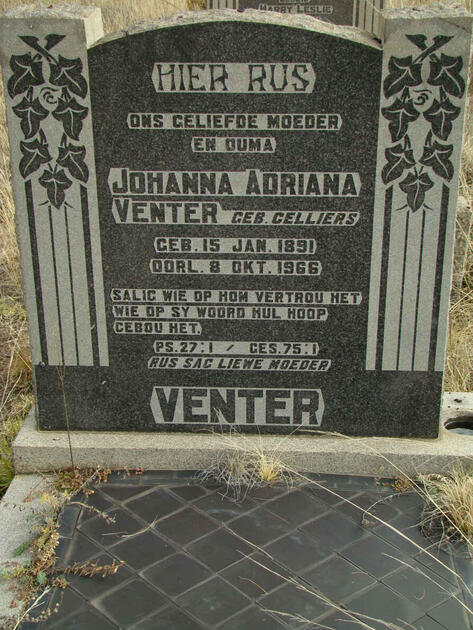 VENTER Johanna Adriana nee CILLIERS 1891-1966