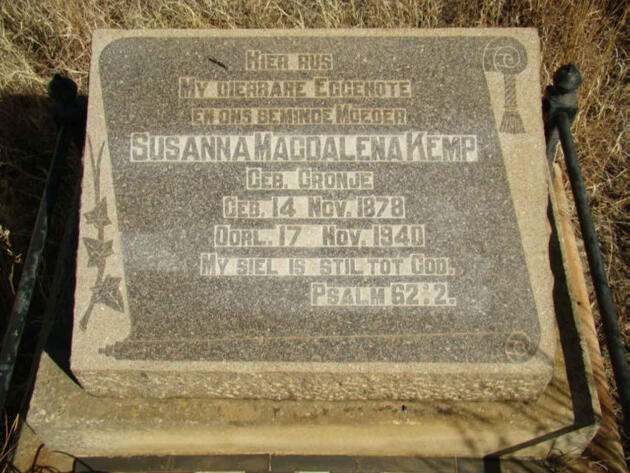 KEMP Susanna Magdalena nee CRONJE 1878-1940