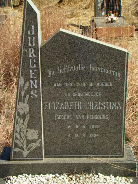 JURGENS Elizabeth Christina nee VAN RENSBURG 1888-1934