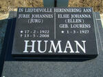 HUMAN Jurie Johannes 1922-2008 & Elsie Johanna LOURENS 1927-