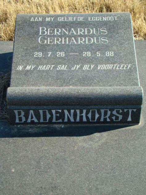 BADENHORST Bernardus Gerhardus 1926-1988
