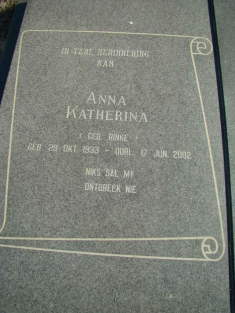 JACOBS Anna Katherina nee RINKE 1933-2002