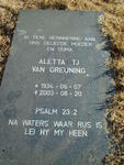 GREUNING Aletta T.J., van 1934-2003