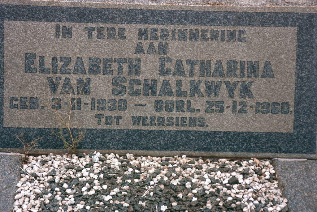 SCHALKWYK Elizabeth Catharina, van 1930-1960