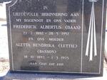 SADIE Frederick Albertus 1892-1952 & Aletta Hendrika BASSON 1897-1975