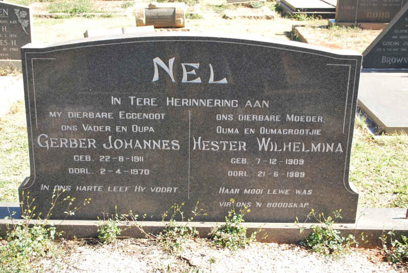NEL Gerber Johannes 1911-1970 & Hester Wilhelmina 1909-1989