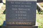 GRANGE Anna Magdalena, la nee v.d. MERWE 1930-1971