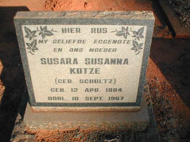KOTZE Susara Susanna geb. SCHOLTZ 1884-1967