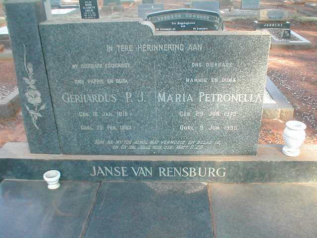 RENSBURG Gerhardus P.J., Janse van 1915-1963 & Maria Petronella 1913-1995