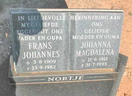 NORTJE Frans Johannes 1909-1982 & Johanna Magdalena 1915-1995