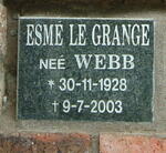 GRANGE Esmé, le nee WEBB 1928-2003