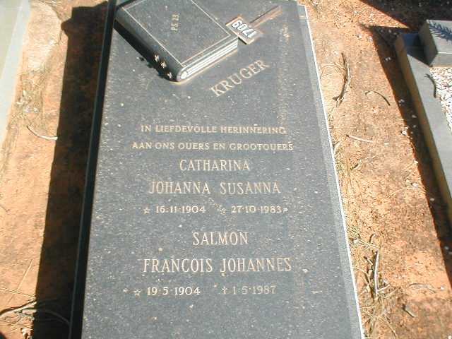 KRUGER Salmon Francois Johannes 1904-1987 & Catharina Johanna Susanna 1904-1983