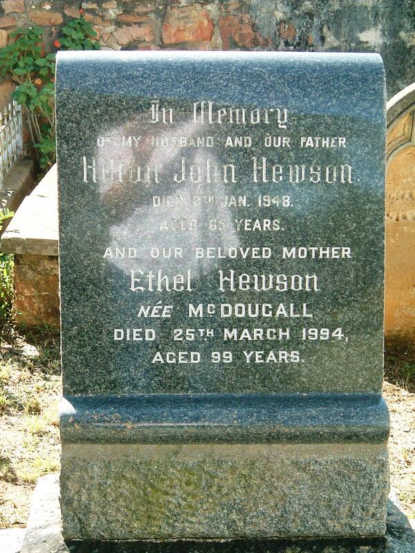 HEWSON Hilton John -1948 & Ethel  MCDOUGALL -1994