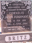 BRITZ Cornelius Jacob Ferdinant 1881-1944