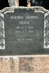 CRONJE Matthys Lourens 1894-1954
