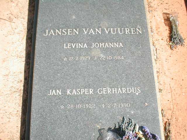 VUUREN Jan Kasper Gerhardus, Jansen van 1922-1990 & Levina Johanna 1929-1984