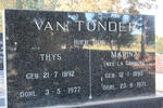 TONDER Thys, van 1892-1977 & Marina LA GRANGE 1895-1971