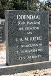 ODENDAAL J.A.M. neé HANEKOM 1911-1999