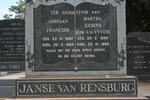 RENSBURG Adriaan Francois, Janse van 1892-1969 & Martha Gesina VAN DER VYVER 1890-1969