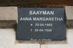 SAAYMAN Anna Margaretha 1905-1990
