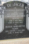JAGER Christiaan Jacobus, de 1888-1963 & Hester Margaretha Agnes 1889-1982