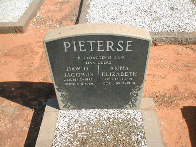 PIETERSE Dawid Jacobus 1892-1965 & Anna Elizabeth 1891-1948